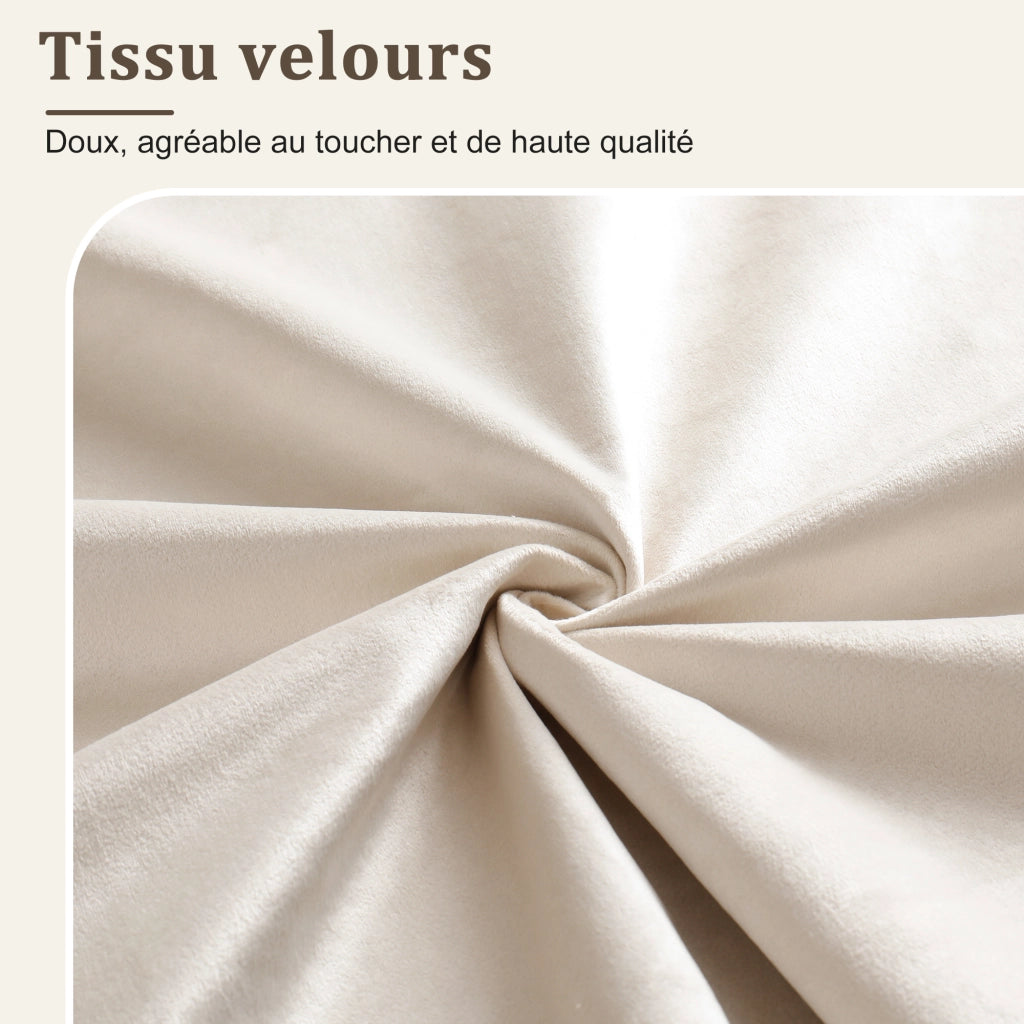 Letto Singolo 90x200 cm Contenitore; LED; USB e Type-C; Velluto Beige