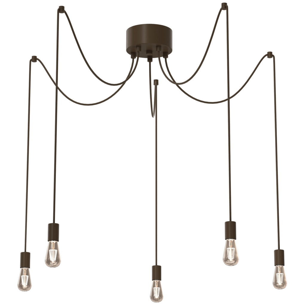 Lampada sospesa Spindel 5xE27 metallo marrone Luminex