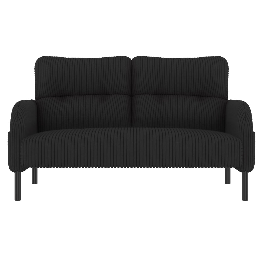 Set divano 3 pezzi in corda nero con divano 2 posti, poltrona e pouf, tasca laterale