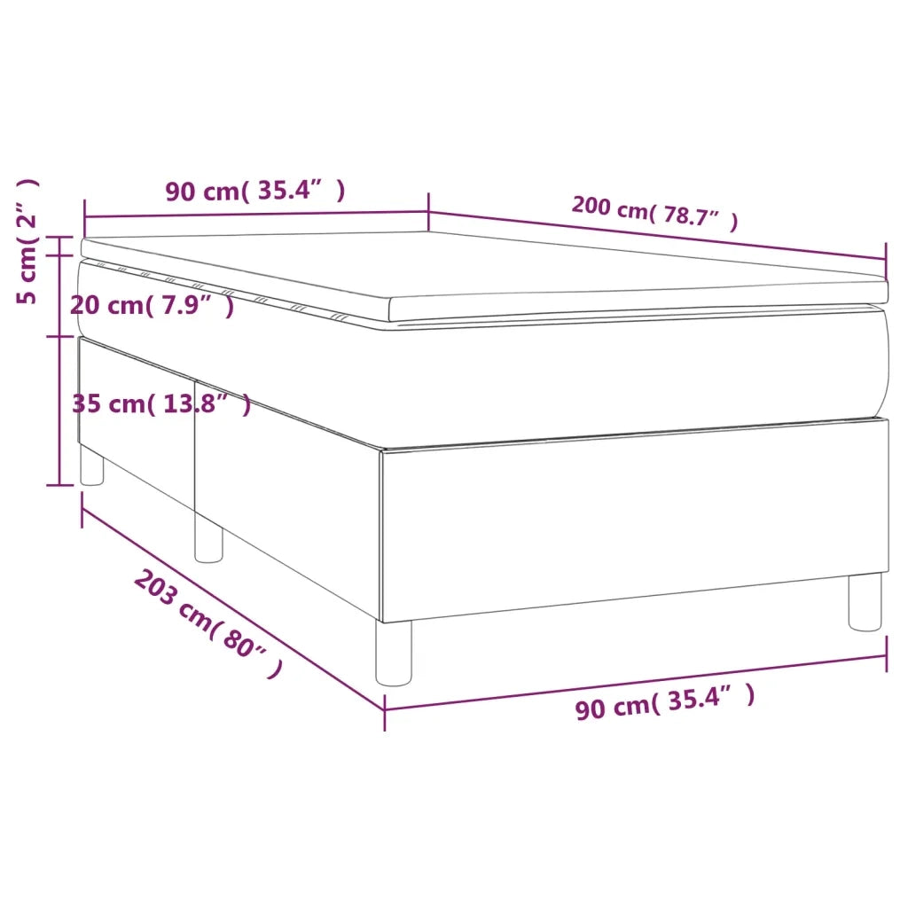 Letto singolo | Letto per adulti | Giroletto a Molle con Materasso Nero 90x200 cm in Tessuto