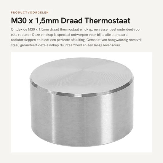Eindkap in Rostario - M30 x 1,5mm Filo - Elettrovalvola di Fine - Chiusura della Valvola Radiatore - Compatta & Spaziale - Compatibilità Universale - Elettrovalvola di Fine
