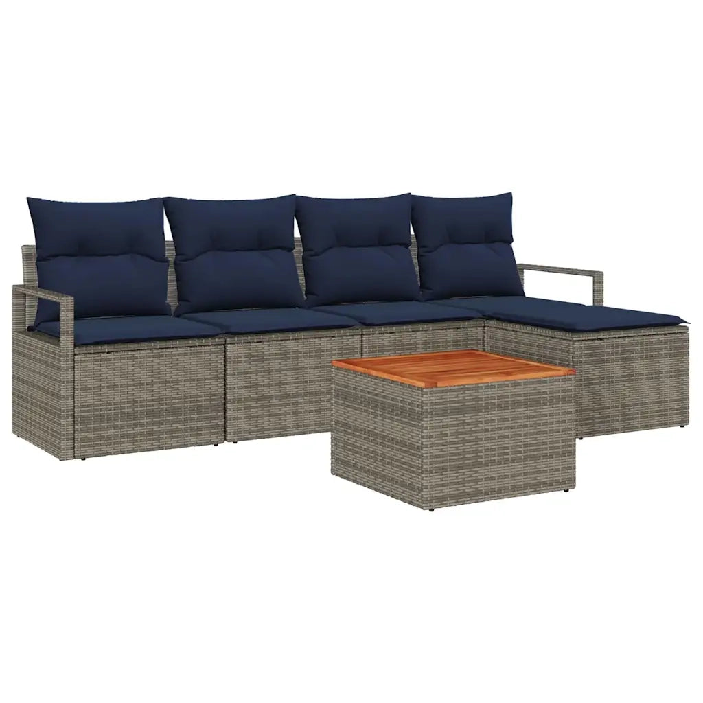 Set Divano da Giardino con cuscino 6 pcs Grigio polyrattan 3347696