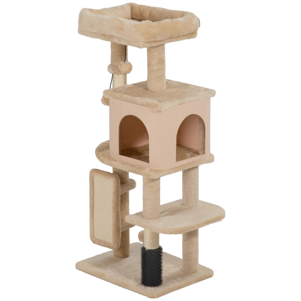 Albero tiragraffi per gatti con piattaforme e giocattoli ¨C zephmum ¨C beige 104cm