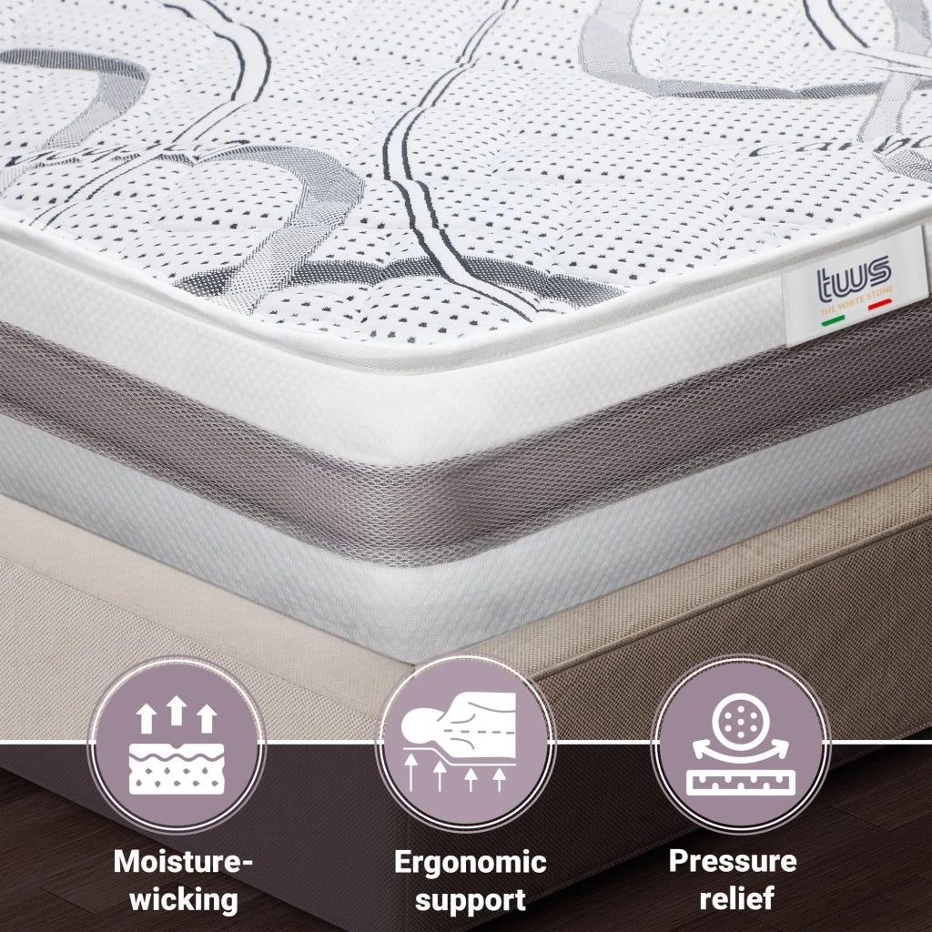 Materasso Singolo 75x140 cm a Media Rigidita' | Altezza 25 cm | Tessuto Anallergico e Traspirante | Proprieta' Ortopediche e Automodellanti | Prodotto in Italia