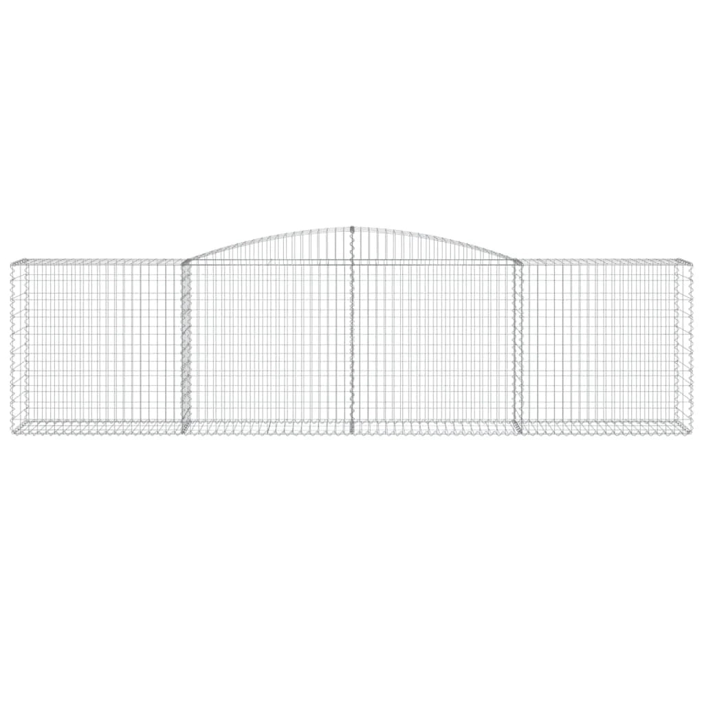 Cestini gabbioni recinzione a gabbia muro di contenimento ad arco 5 pezzi 400 x 50 x 100/120 cm ferro zincato argento 02_0040938