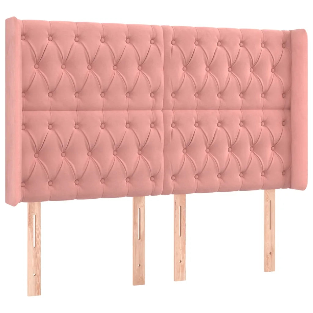 Letto a Molle con Materasso e LED Rosa 160x200 cm in Velluto