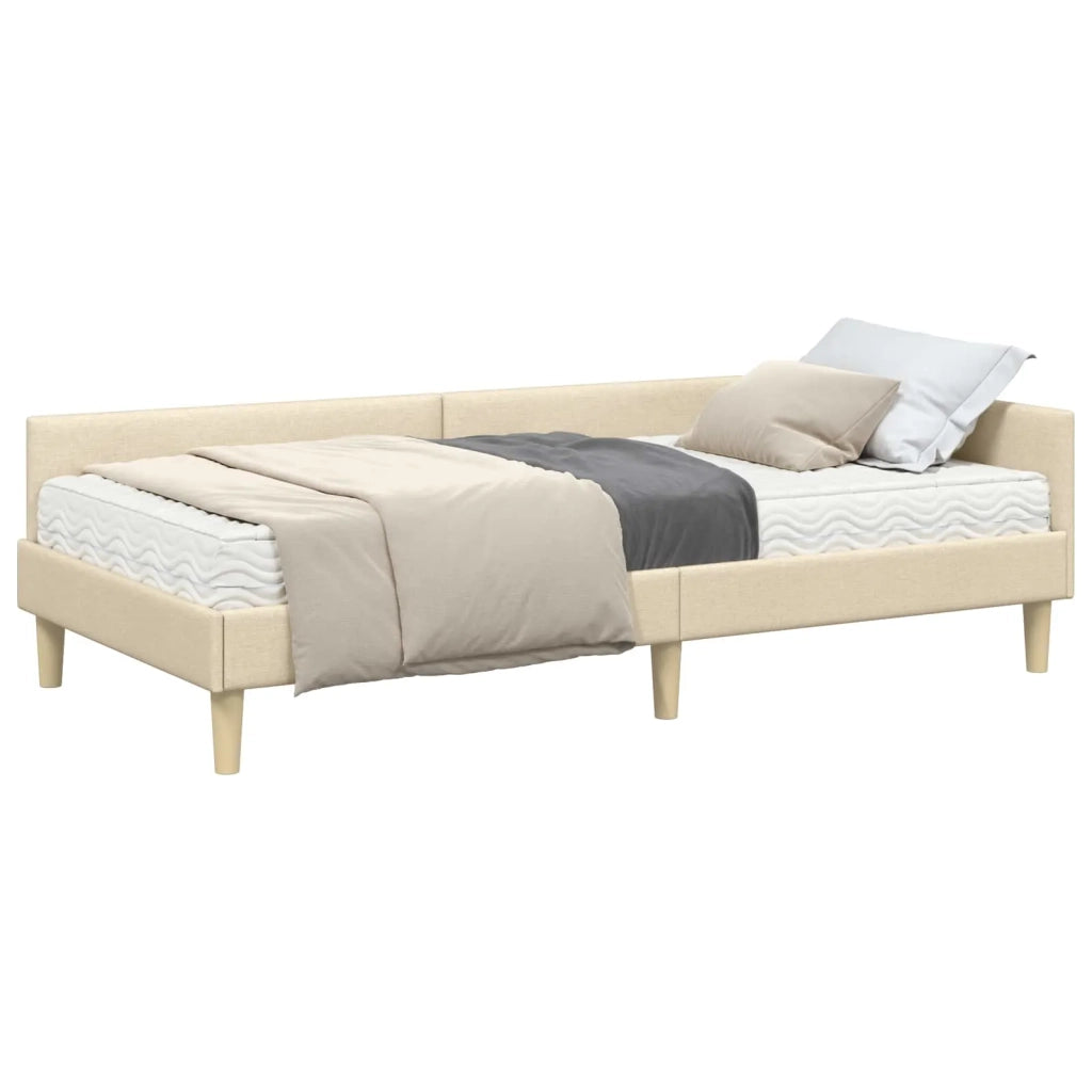 Struttura Letto Angolare con Materasso 2 pcs Crema Tessuto 3393659