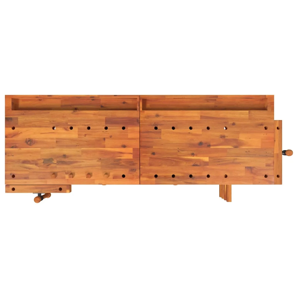 Banco Lavoro Cassetti e Morse 162x62x83cm Legno Massello Acacia CFW5493879