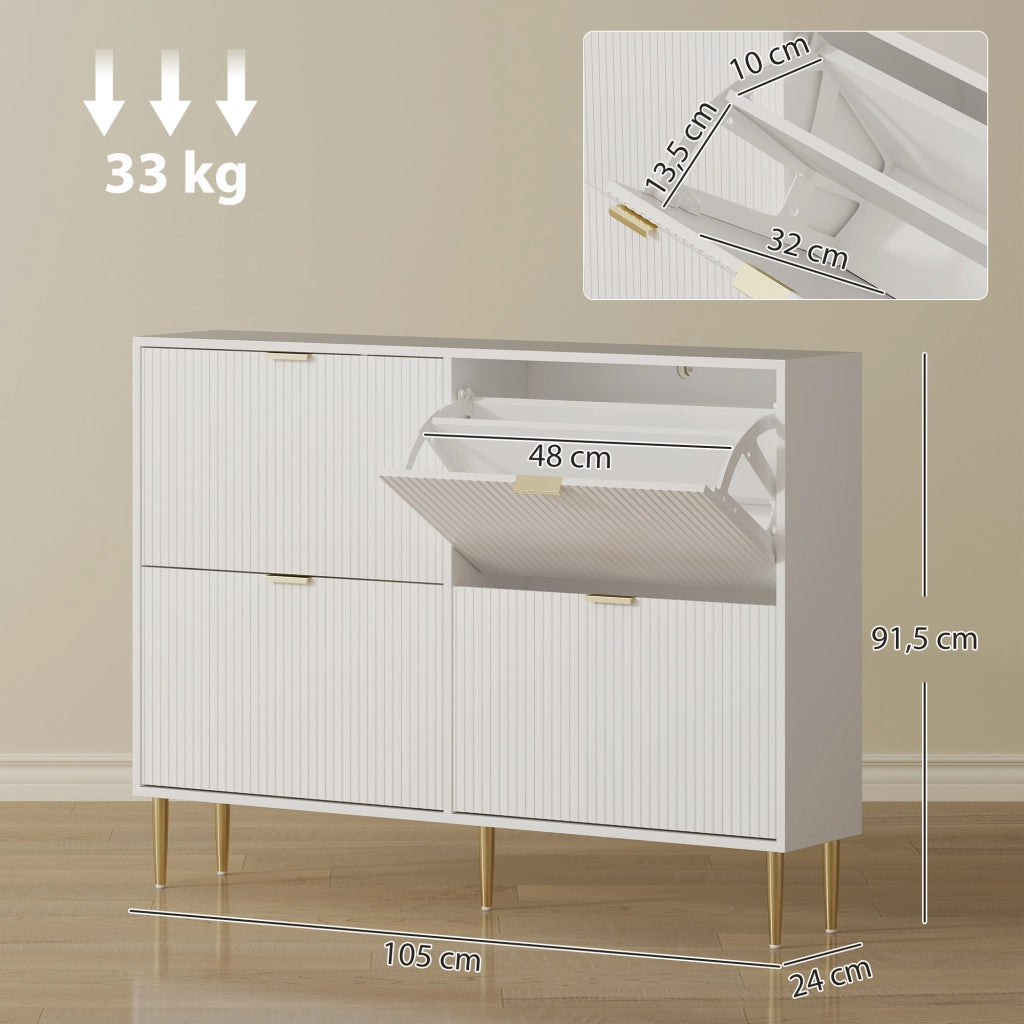 Scarpiera con cassetti e ripiani ¨C Minimal ¨C bianco 105x24x91.5 cm