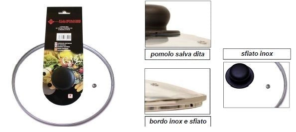 Coperchio per Pentole e Padelle in Vetro con Bordo in Metallo 38 cm