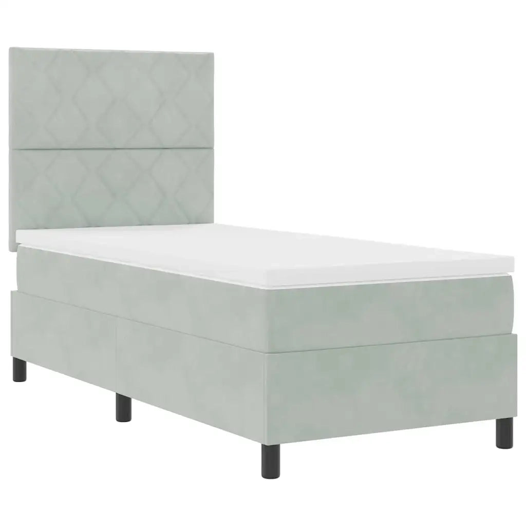 Letto a Sorgente LED Grigio chiaro 100 x 200 cm Tessuto