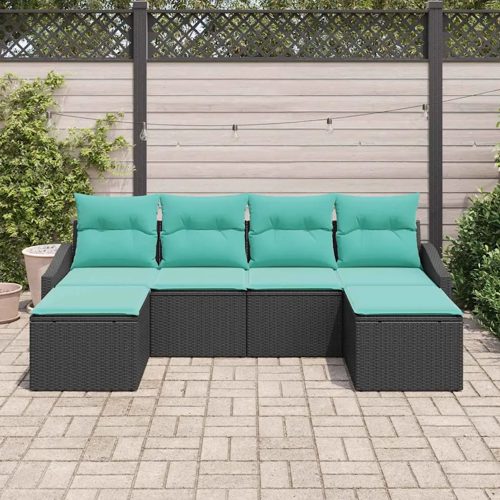 Set di divani con cuscino 6 pcs Nero polyrattan 3346836