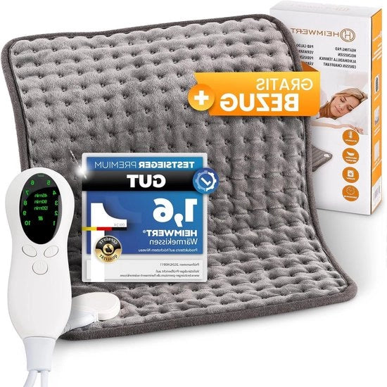 Cuscino di riscaldamento elettrico - calore diretto in 10 impostazioni - spegnimento automatico - 100 watt - timer - 30 x 40 cm - per schiena, spalle, collo e addome