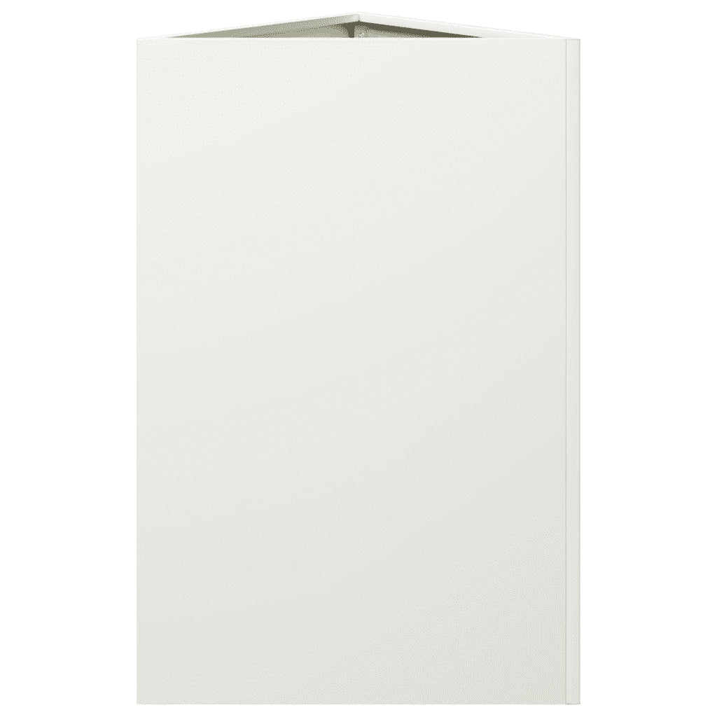 Fioriera da Giardino-Vaso da Esterno Bianca Triangolare 50x43x75 cm in Acciaio
