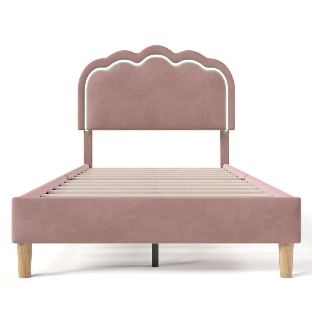 letto imbottito velluto rosa 90 x 190 cm
