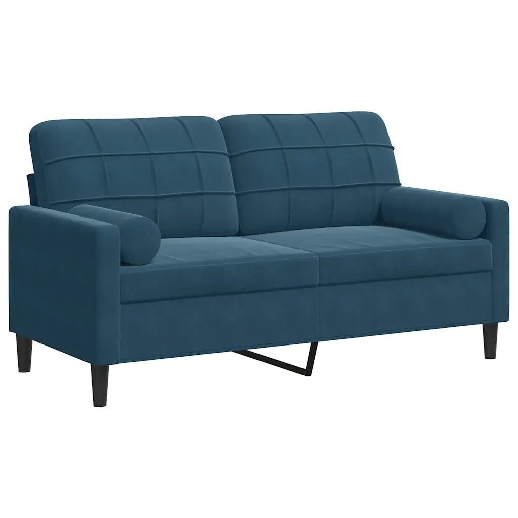 Divano a 2 Posti con Cuscini Blu 140 cm in Velluto 3278228