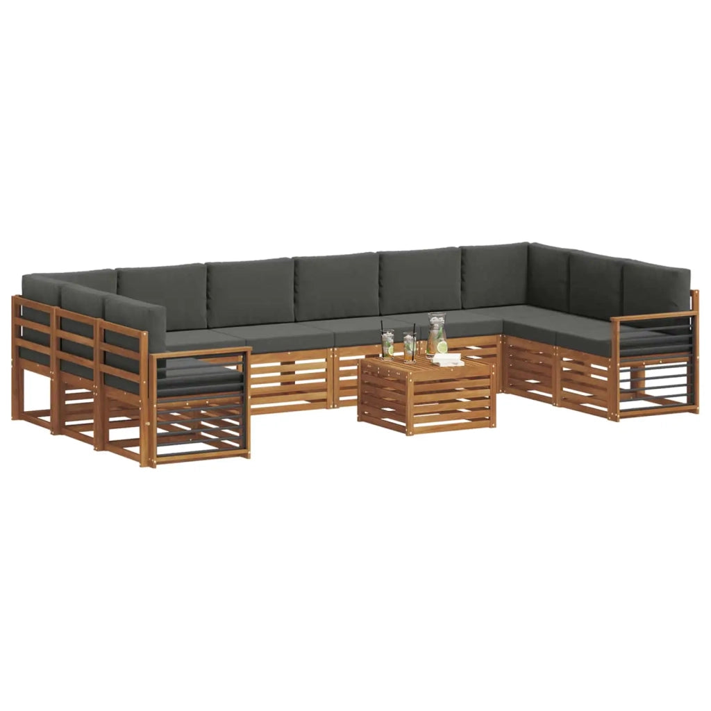 Set divano sezionale con cuscino 11 pcs Naturale e Antracite 3375612