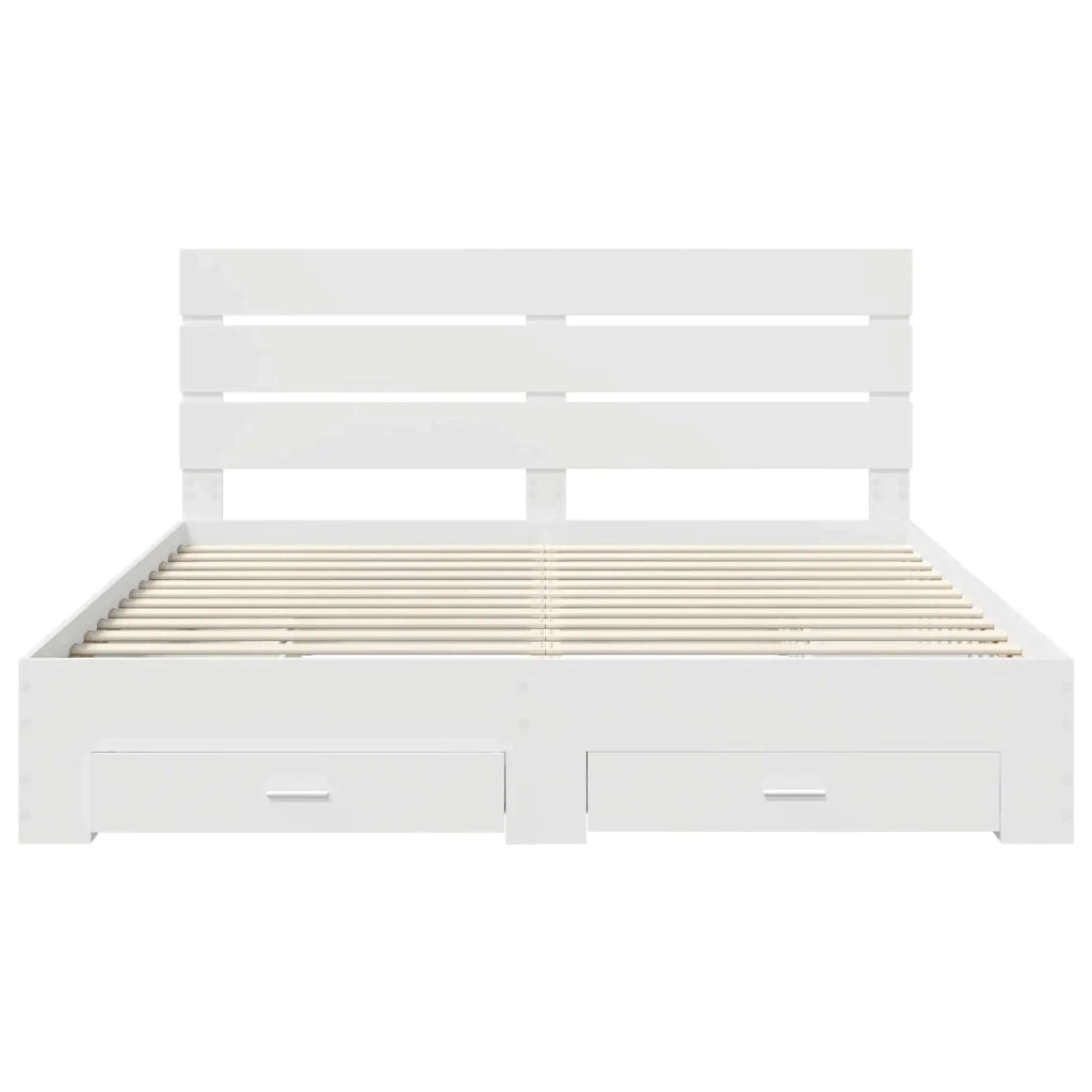Letto matrimoniale | Letto per adulti | Struttura del letto Bianco 180 x 200 cm Legno multistrato