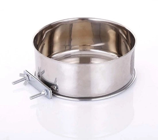 Compartimento Cibo per Animali da Compagnia - Cibo per Cani e Gatti - Contenitore per Cibo Sospeso - Materiale in Acciaio Inossidabile - Diametro 18cm