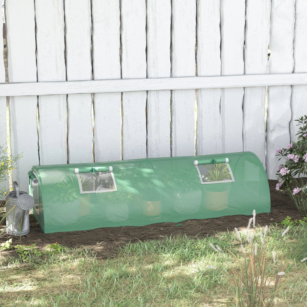 Serra da Giardino per Piante con 4 Finestre ¨C Xylo ¨C Struttura Acciaio e Copertura PE Anti-UV 200x80x45 cm Verde