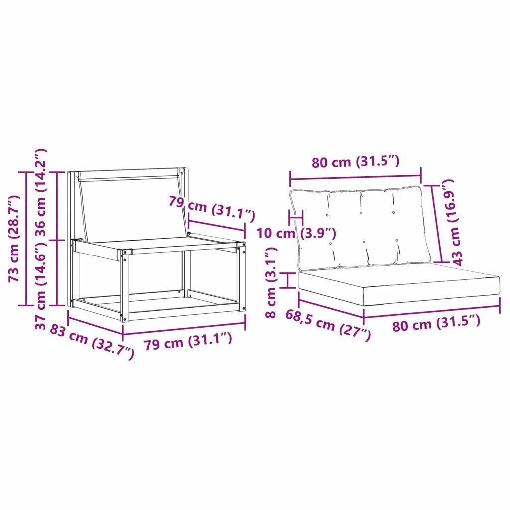 Set di divani da esterno con cuscino 3 pcs Naturale e Beige 3369156