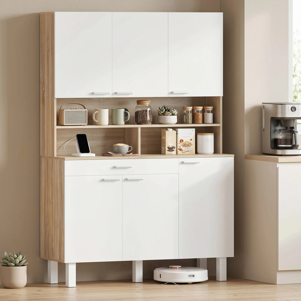Credenza Alta Cucina ¨C Xylo ¨C 6 Ante Legno Bianco Naturale 120x40x175cm