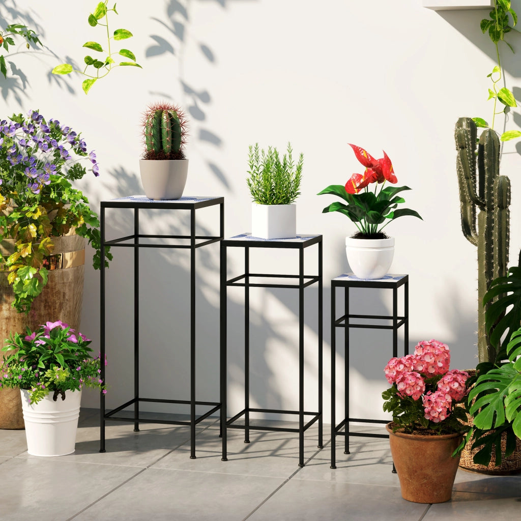PORTAFIORI Set da 3 pezzi in metallo blu