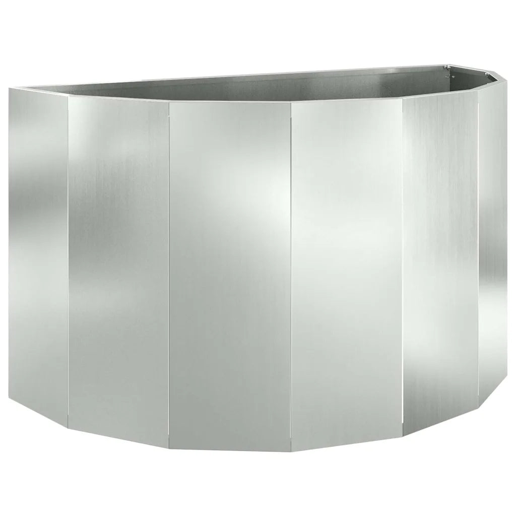 Fioriera semicircolare moderna per esterni 90 x 45 x 50 cm design elegante acciaio zincato argento 02_0052955