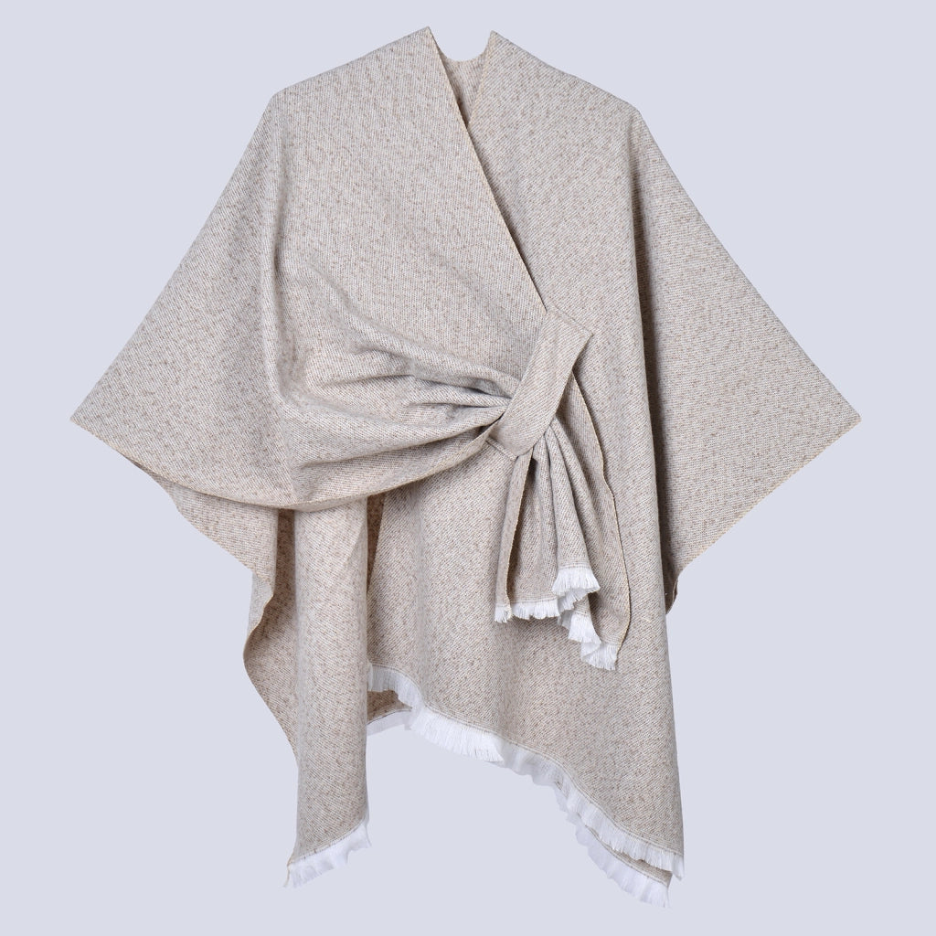 Nuovo mantello caldo da donna, semplice scialle in cashmere a tinta unita con spacco su entrambi i lati