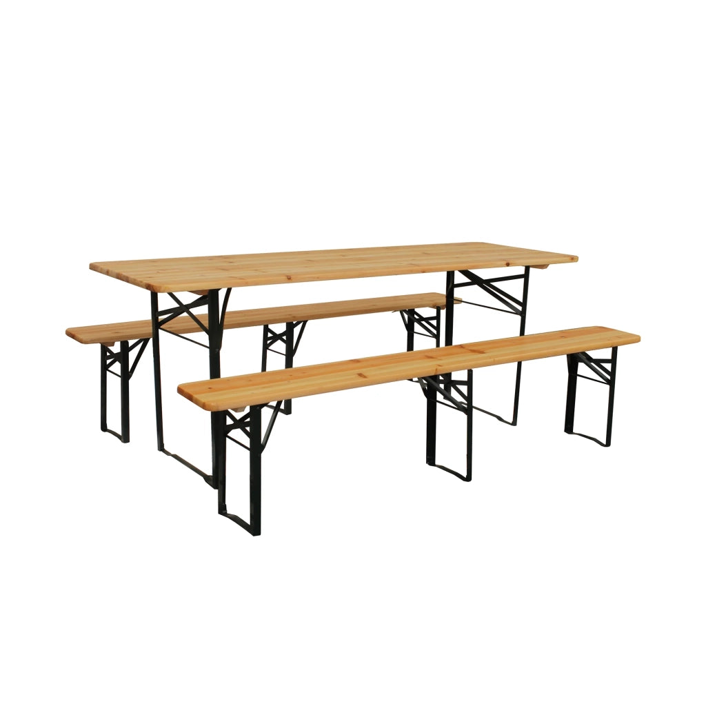 Set birreria Boro da esterno, set tavolo e 2 panche da giardino (200x70x75 cm), legno di abete, struttura robusta
