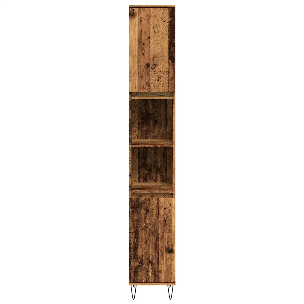 Armadietto Bagno Legno Antico 30x30x190 cm in Legno Multistrato 857199