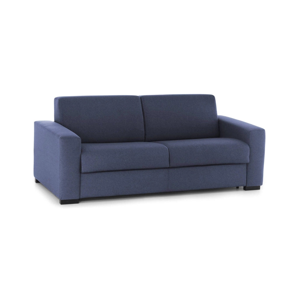 Divano fisso Cianite, Divano a 2 posti Large, Made in Italy, Sofà\  Soggiorno, in tessuto imbottito, con Braccioli slim, cm 180x95h90, Blu