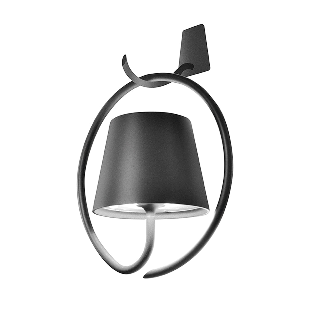 Lampada a led da Parete con Gancio Poldina Grigio Scuro ricaricabile e dimmerabile con batteria fino a 12 ore
