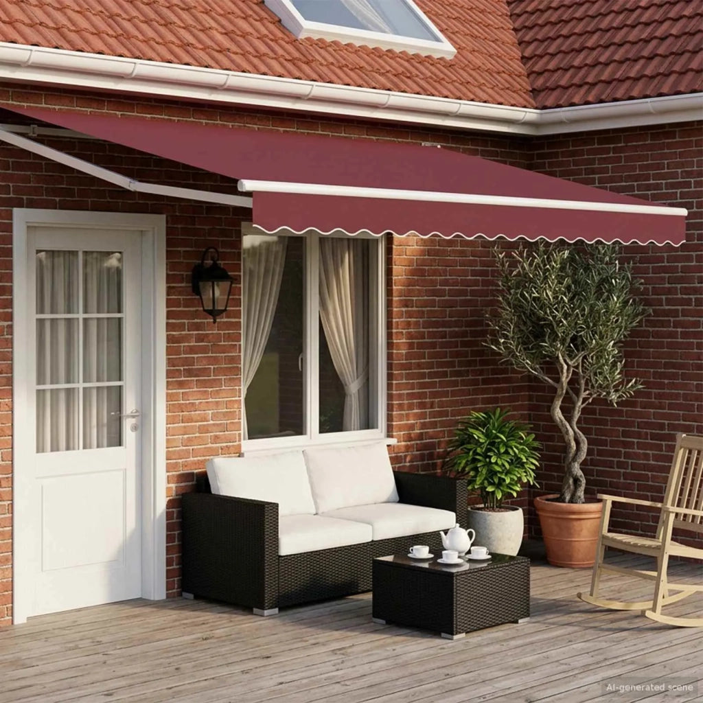 Tenda retrattile manuale con LED Borgogna e Bianco 4,5 × 3 m 3419308