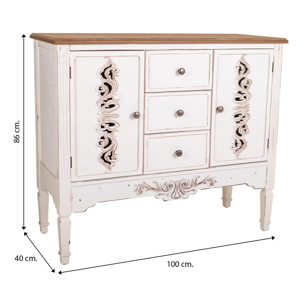 Credenza in legno bianco 100x40x86