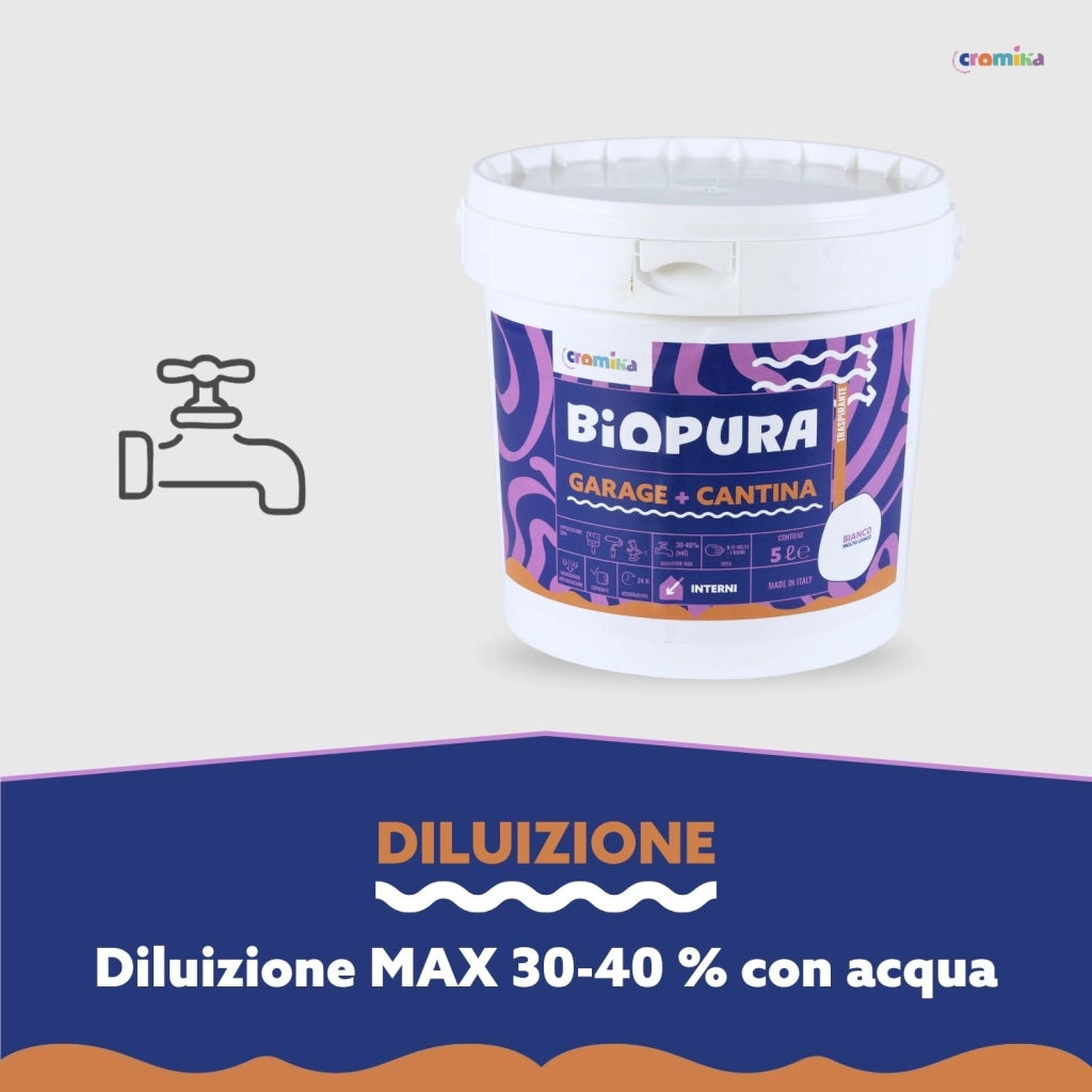 Pittura murale traspirante interni garage cantina linea biopura cromika *** formato 5 lt, confezione 1