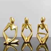 Decorazione artistica moderna per la sala da pranzo - Bambolotto da libro in resina | Arte astratta bianco-oro | Decorazione per ufficio e decorazione per parete (set da 3 in A-oro)