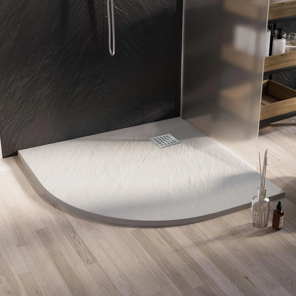 Piatto Doccia 90x90x2 6 CM Semicircolare Antracite Effetto Pietra mod. Blend