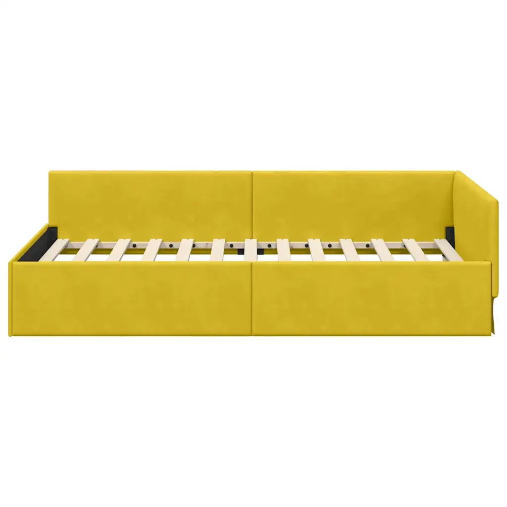 Letto singolo | Letto per adulti | Cornice del letto ad angolo Giallo 100 cm x 200 cm Velluto