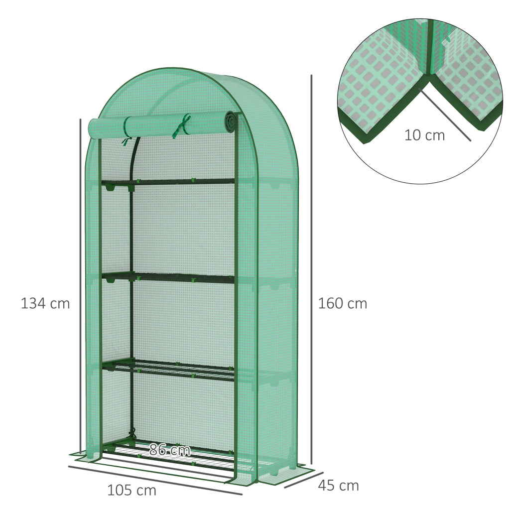 Serra da Giardino con 4 Ripiani ¨C Xylo ¨C Struttura Acciaio e Copertura PE Verde 105x45x160 cm