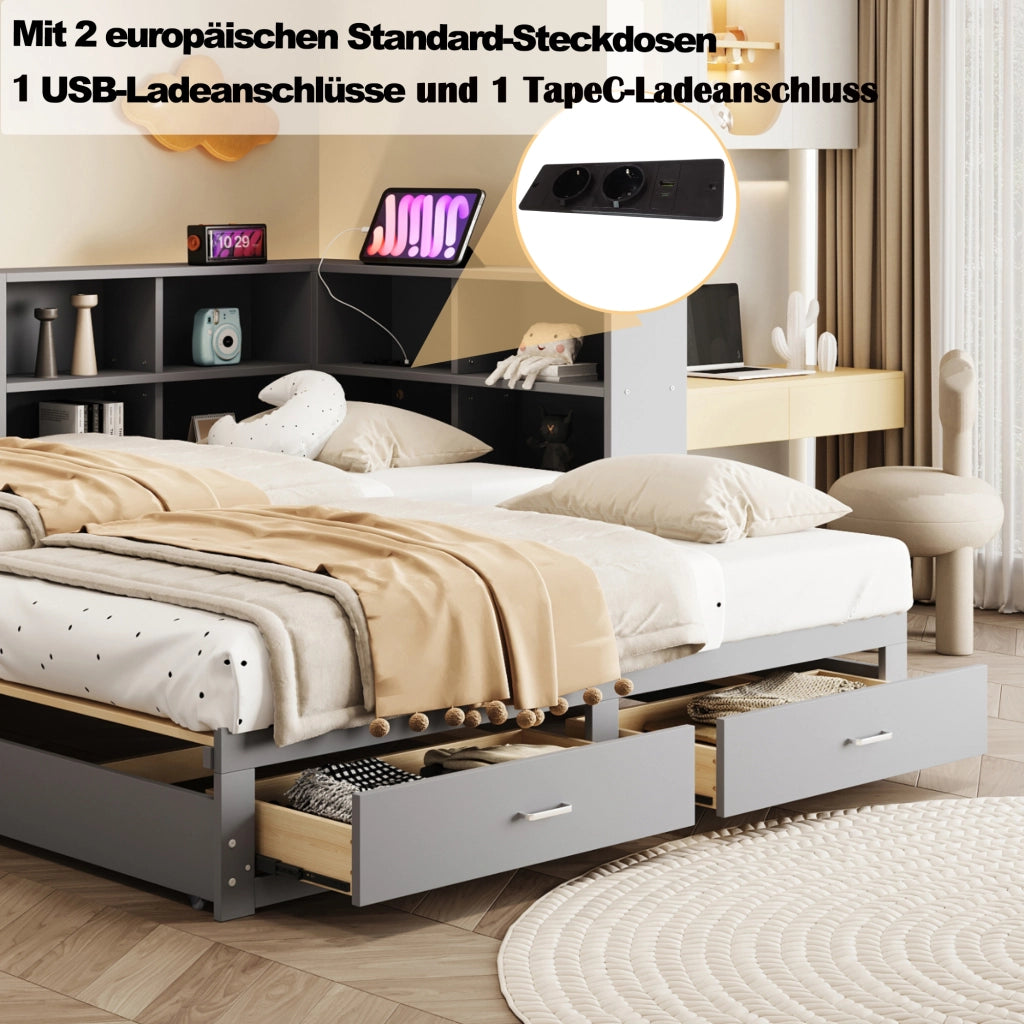 Letto estraibile con funzione divano in legno grigio 180x190 cm