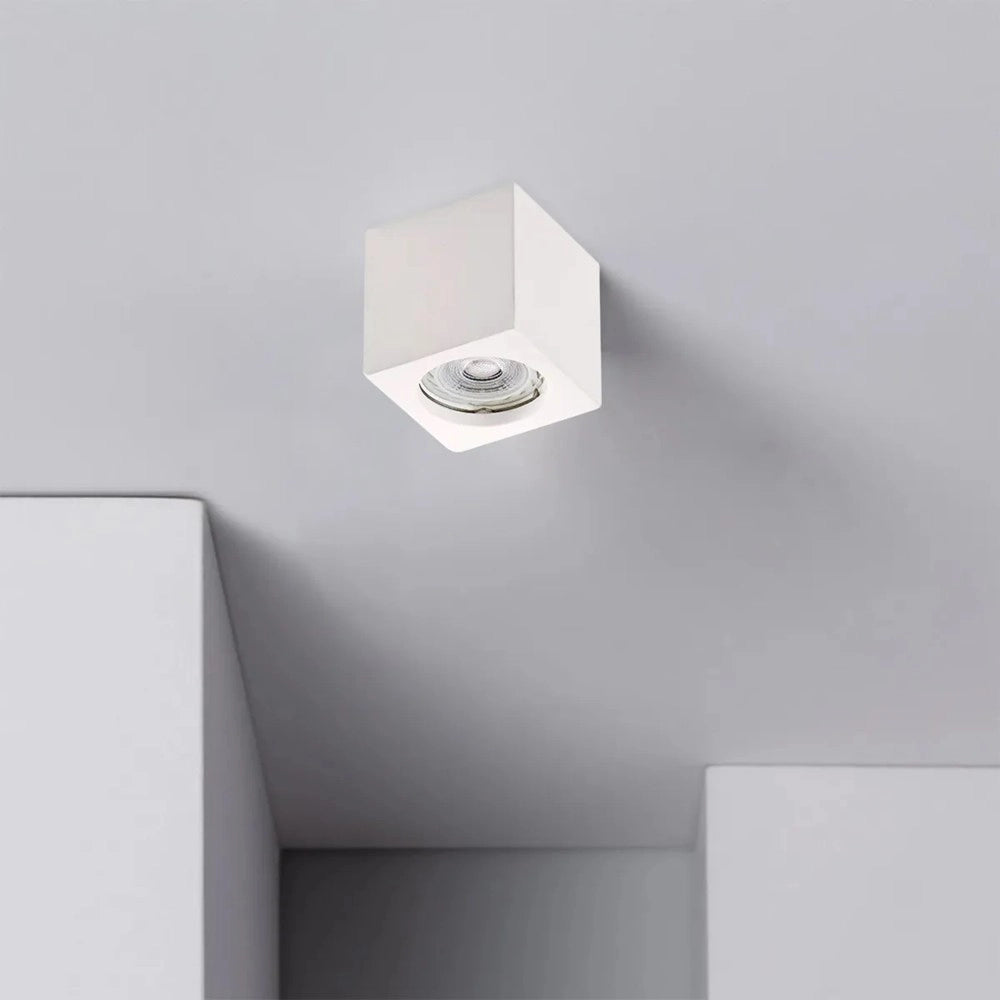 Trade Shop - Porta Faretto Lampada Soffitto Quadrato In Gesso Attacco Gu10 H90mm Ip20 Gs-c90-q -