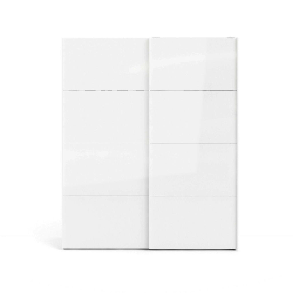 Guardaroba 2 ante Badesse, Mobile camera da letto, Cabina armadio portabiti, Armadio appendiabiti, 182x62 h220 cm, Bianco lucido