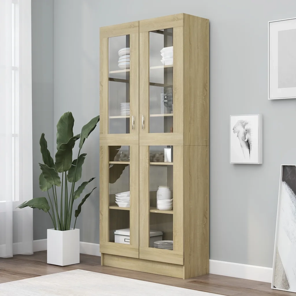 Armadietto Vetrina Rovere Sonoma 82,5x30,5x185 cm Multistrato