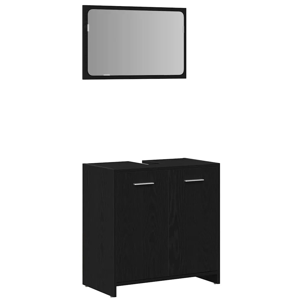 Set di mobili per il bagno 3 pcs Rovere Nero Legno multistrato 3332507