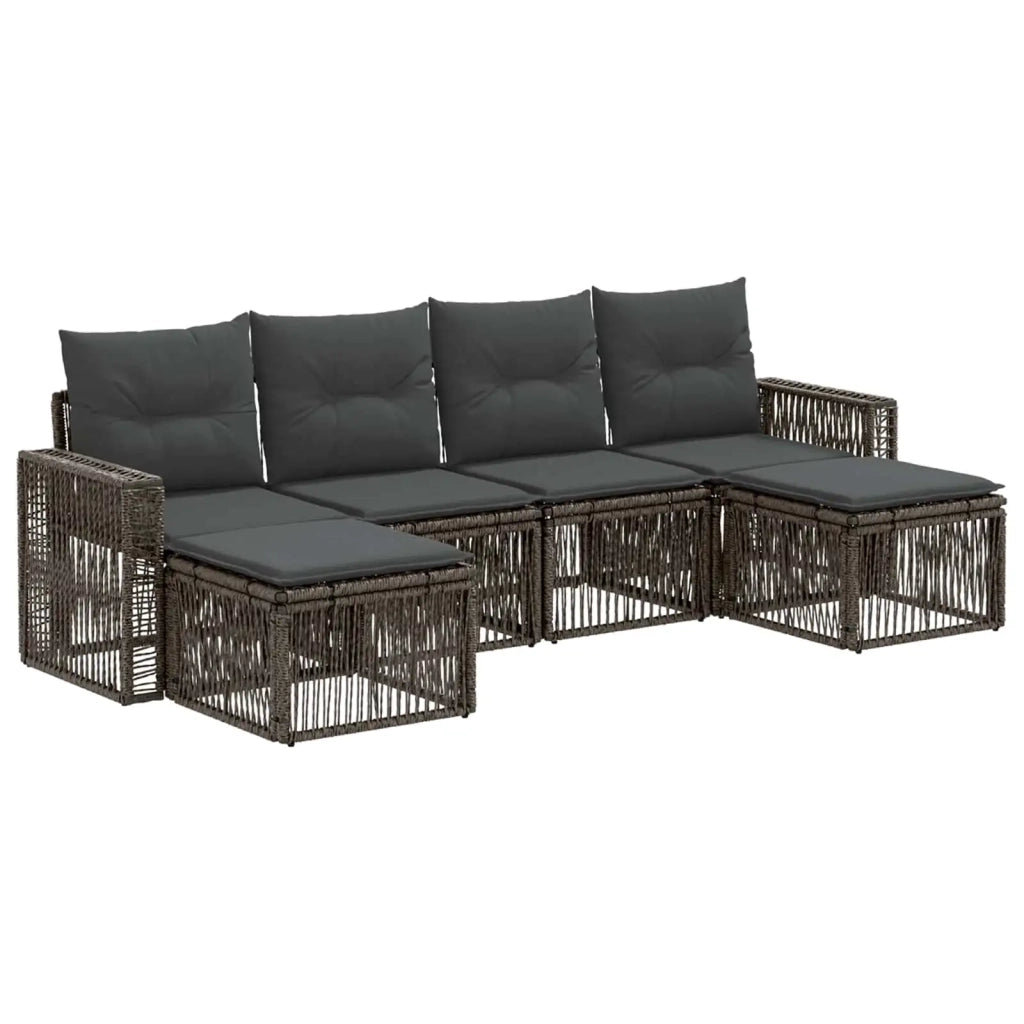 Set Divano da Giardino 6 pz Grigio e Grigio Scuro polyrattan 3435203