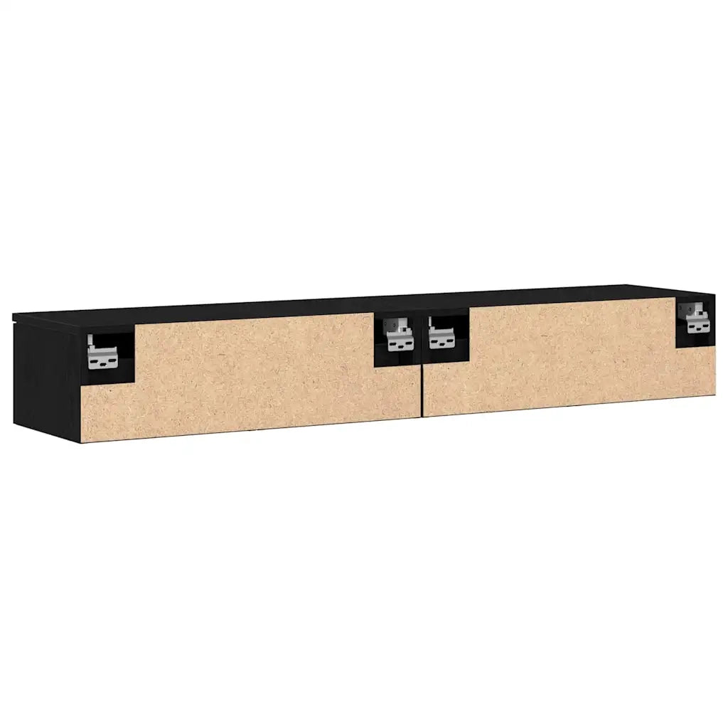 Mobile a muro con cassetto 2 pcs Rovere Nero 68 x 30 x 20 cm 3333074