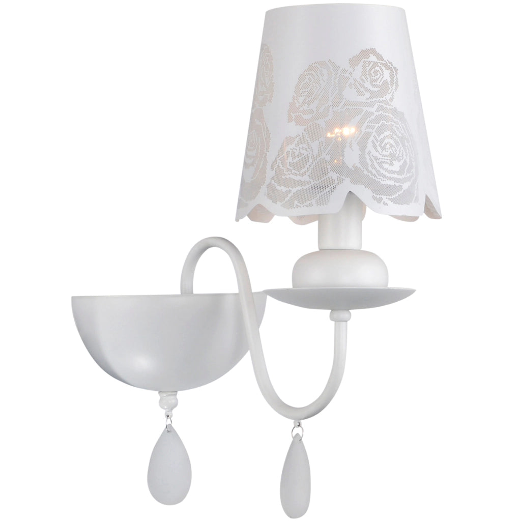 Applique Polux Fabrizia bianca metallo con paralume E14