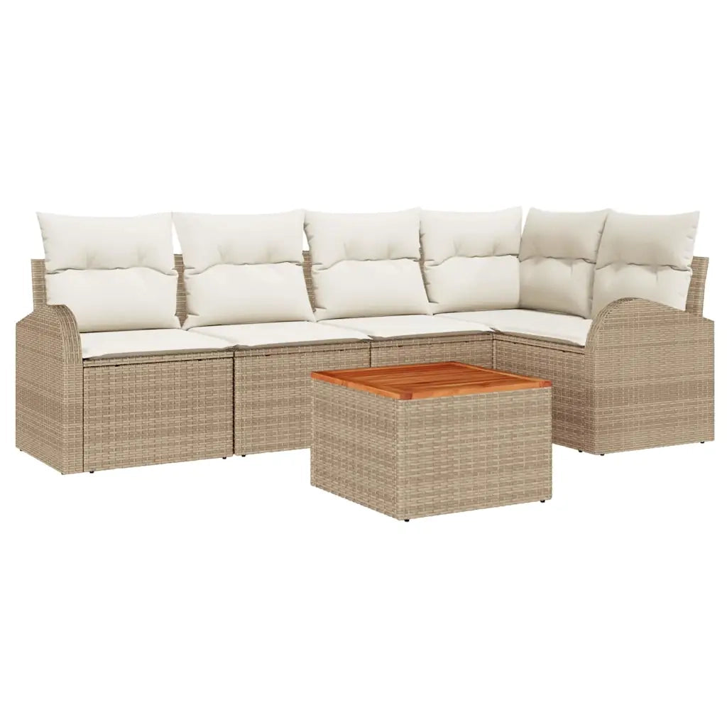 Set Divano da Giardino 6 pcs Beige e Crema polyrattan 3356251