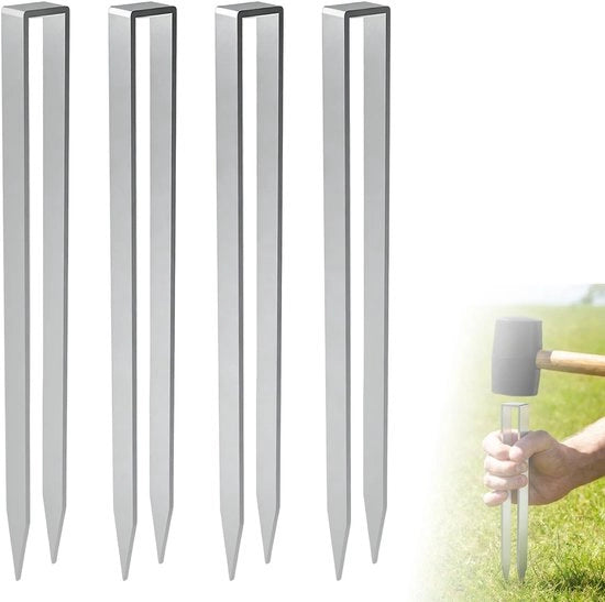U-vormig Ankere per Giardino 4 pezzi - Acciaio Inossidabile - Fissaggio Robusto - Per Porte di Giardino - Strutture Esterne e Giardino - Resistenti alla Corrosione - Ankere per Giardino